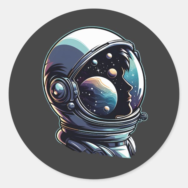 Sticker Rond Casque spatial astronaute (Devant)