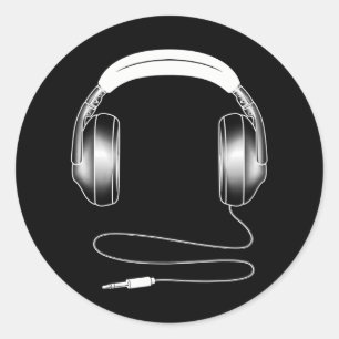 Sticker Rond Casques cool DJ Music Artiste Lover