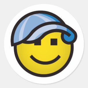 Sticker Rond Casquette de baseball Smilie - Bleu