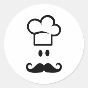 Sticker Rond Casquette de cuisine chef