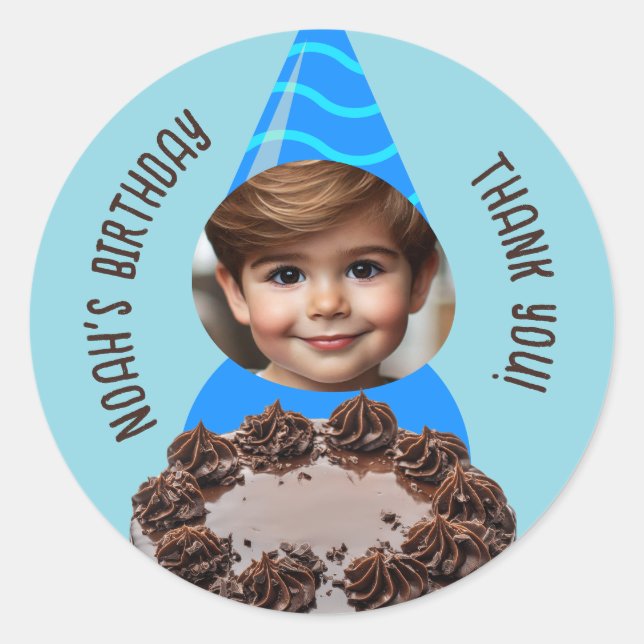 Sticker Rond Casquette de fête d'anniversaire de la fête du cho (Devant)