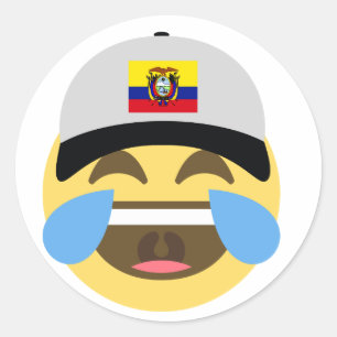 Sticker Rond Casquette de l'Equateur riant Emoji