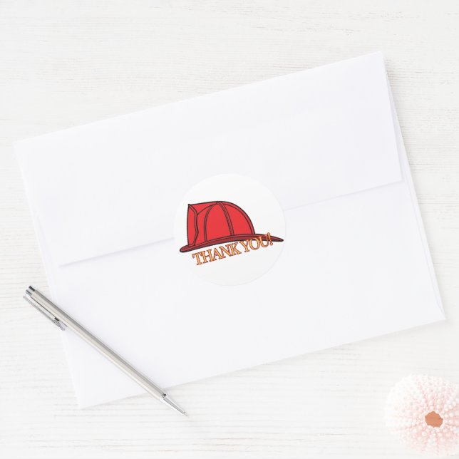 Sticker Rond Casquette de pompier Merci (Enveloppe)