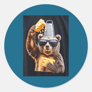 Sticker Rond Casquette de râpe à fromage d'ours en colère