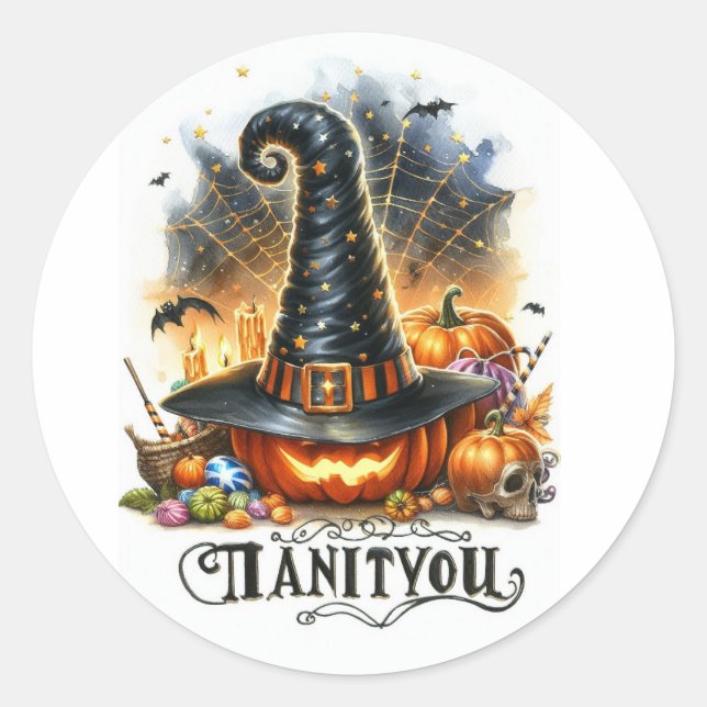 Sticker Rond Casquette d'Halloween (Devant)