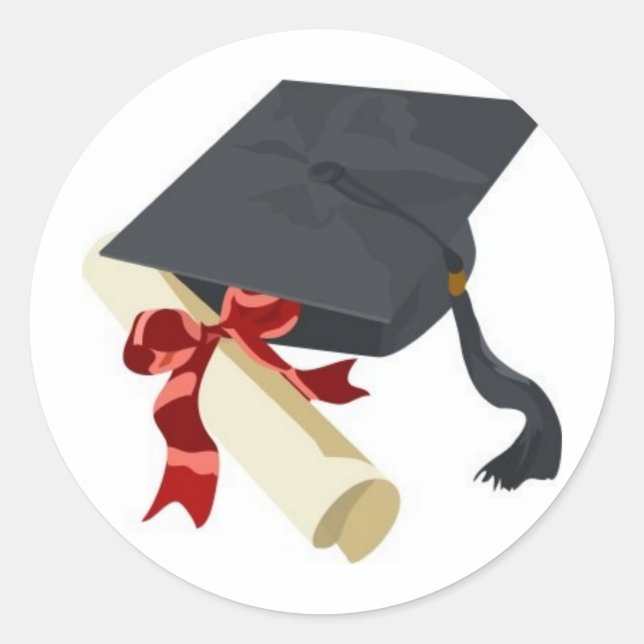 Sticker Rond Casquette et diplôme d'obtention du diplôme (Devant)