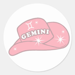 Sticker Rond Casquette Gemini Zodiac rose