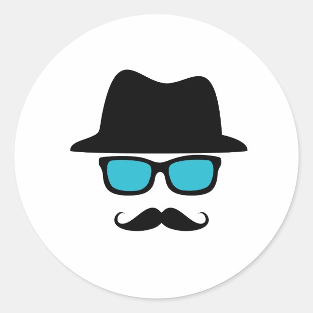 Sticker Rond Casquette lunettes Moustache (Devant)
