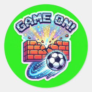 Sticker Rond Casquette Rétro Football Brick Smash Sparkle - 202