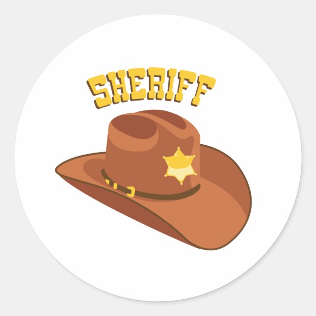 Sticker Rond Casquette Sheriff Cowboy (Devant)