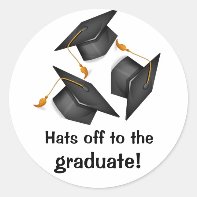 Sticker Rond Casquettes de l'Autocollant Graduate (Devant)