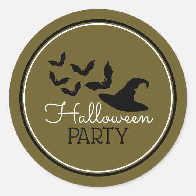 Sticker Rond Casquettes et chauves-souris, fête d'Halloween (Devant)