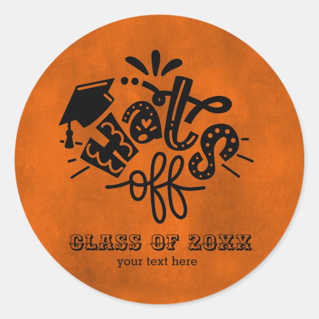 Sticker Rond Casquettes off - Orange (Devant)