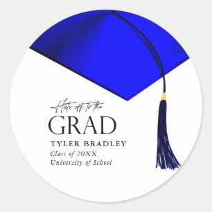 Sticker Rond Casquettes Partir À Grad Blue & Gold Mens Graduati