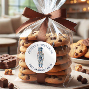 Sticker Rond Casse-noires de Noël en Chinoiserie Bleu et Blanc