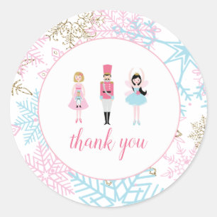 Sticker Rond Casse-Noisette Anniversaire Flocon de Neige Ballet