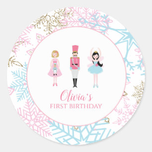 Sticker Rond Casse-Noisette Anniversaire Flocon de Neige Ballet