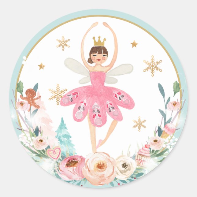 Sticker Rond Casse-Noisette Anniversaire Sugar Plum Fée Terre D (Devant)