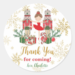 Sticker Rond Casse-Noisette Ballet Favori de Noël Rouge Vert