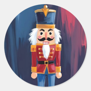 Sticker Rond Casse-noisette de Noël   Joyeux Noël Aquarelle