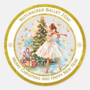 Sticker Rond Casse-noisette élégant Joyeux Noël et Nouvel An