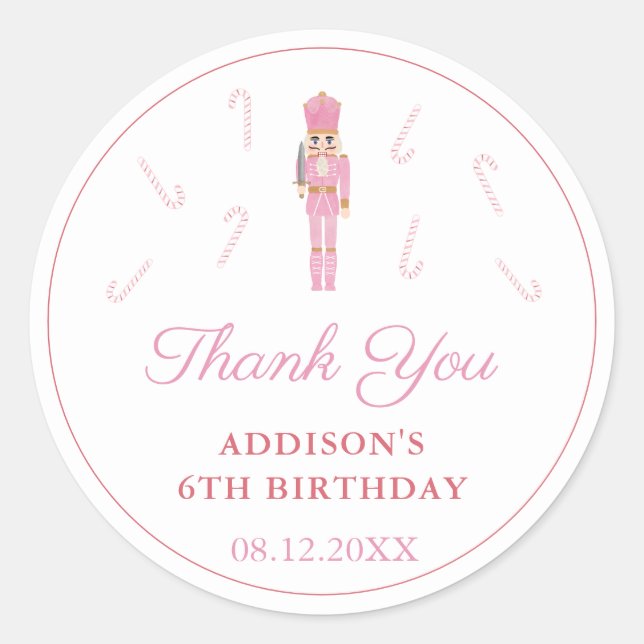 Sticker Rond Casse-Noisette rose Fille Fête d'anniversaire Favo (Devant)