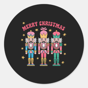 Sticker Rond Casse-noisette rose Squad Ballet de Noël rose Noël