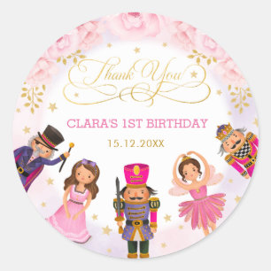 Sticker Rond Casse-noix Ballerina Anniversaire Blush Gold Flora
