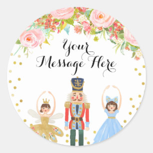 Sticker Rond Casse-noix Ballet rose Merci de fleur rose