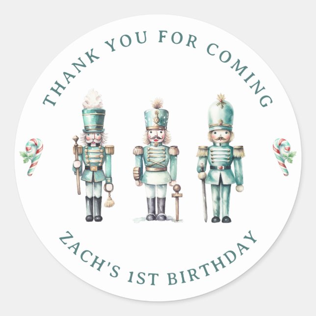 Sticker Rond Casse-noix de Monnaie 1er Merci d'anniversaire (Devant)