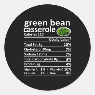 Sticker Rond Casserole de haricot vert Nutrition Faits alimenta