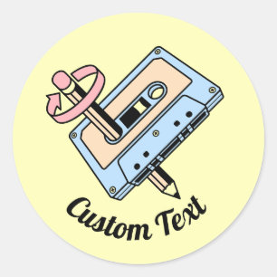 Sticker Rond Cassette audio avec crayon