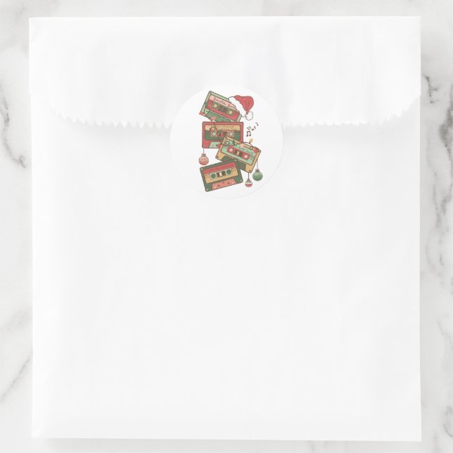 Sticker Rond cassettes de musique de Noël (Sac)