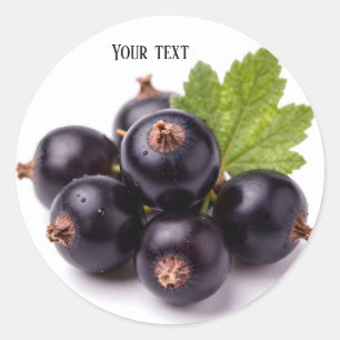Sticker Rond Cassis avec gouttes d'eau et feuille verte