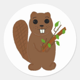 Sticker Rond Castor avec branches