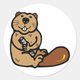 Sticker Rond Castor de dessin pour la Journée internationale du