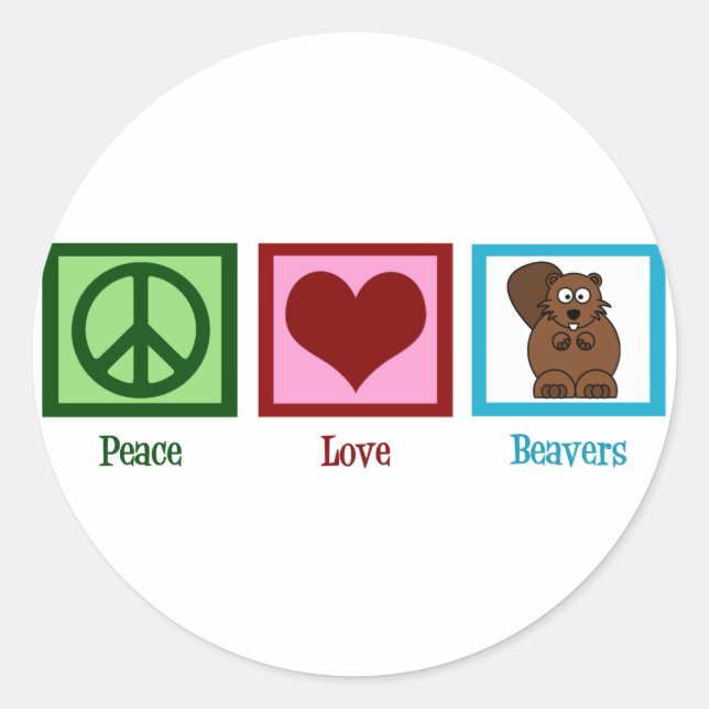 Sticker Rond Castors Peace Love (Devant)
