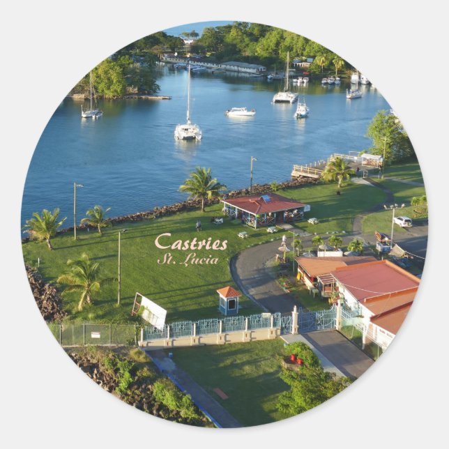 Sticker Rond Castries Sainte-Lucie Caraïbes (Devant)