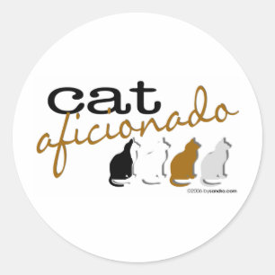 Sticker Rond Cat Aficionado