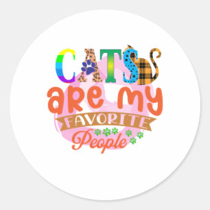 Sticker Rond Cat Art Les Chats Sont Mes Gens Préférés