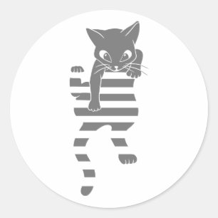 Sticker Rond Cat climbing page lines - choose background color