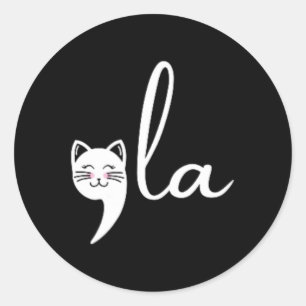 Sticker Rond Cat Comma La Kamala Harris Pour Président 2024 Ele