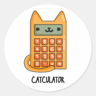 Sticker Rond Cat-culator Funny Calculator Pun