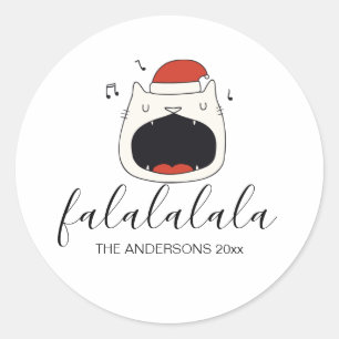 Sticker Rond Cat Fa La La La La Holiday