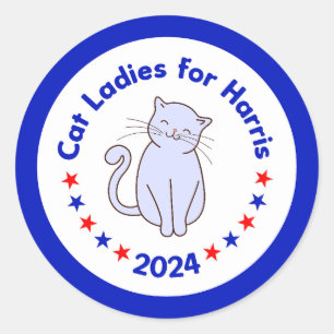 Sticker Rond Cat Ladies for Harris Walz 2024 Election