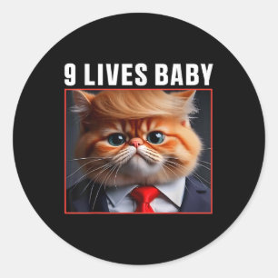 Sticker Rond Cat Trump 9 Lives Baby