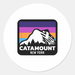 Sticker Rond Catamount New York Ski Snowboard Famille Ski