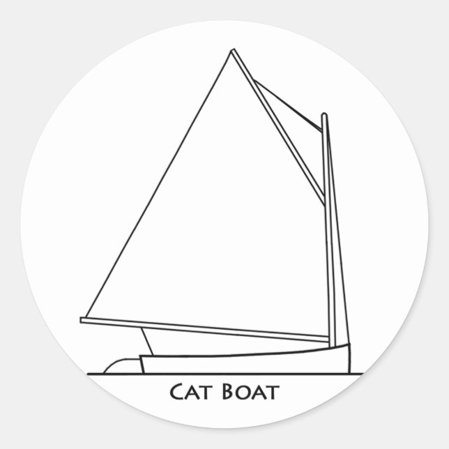 Sticker Rond Catboat Sailing Logo (plan de voile intitulé) (Devant)