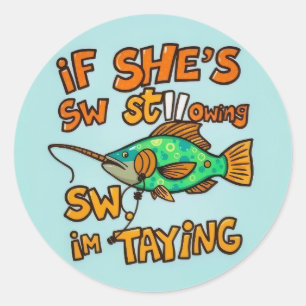 Sticker Rond Catch of the Day : Humour de pêche