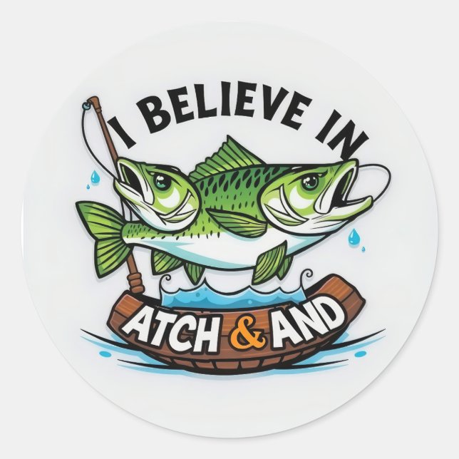 Sticker Rond Catch & Release: A Double-Take on Fishing Fun! (Devant)